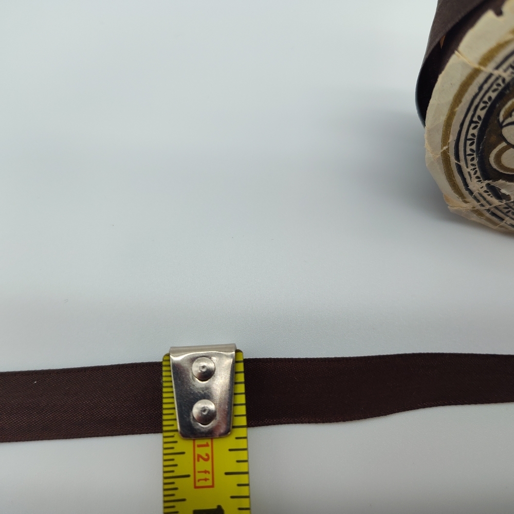 Antique French Silk Ribbon 5yd Early 1900s Chocolate Brown Couture Trim - Picture 6 of 6